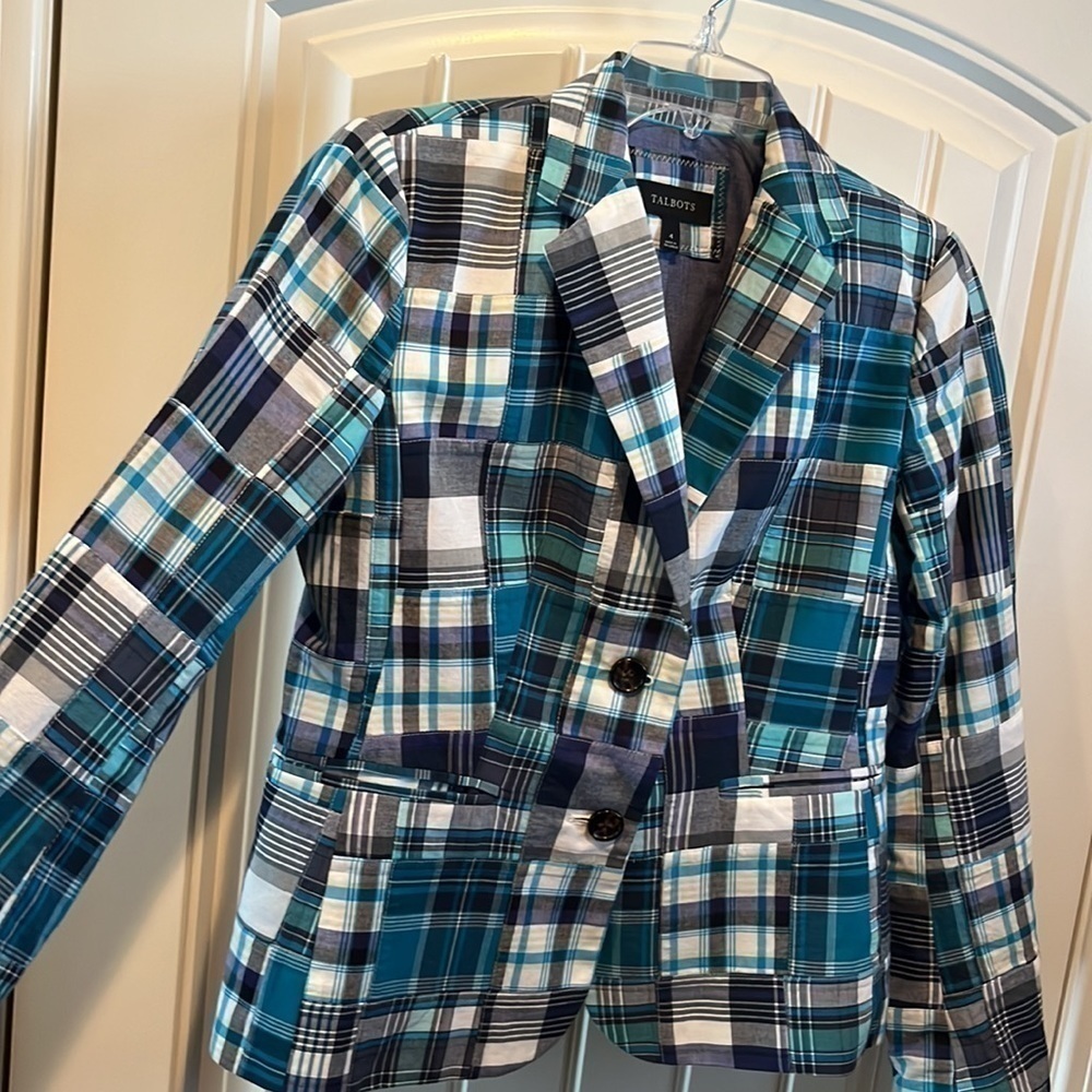 Talbots Blue Cotton Patchwork Plaid Academic Prep… - image 2